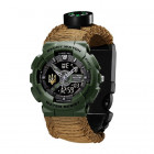 Часы Годинник наручний Patriot 005 Тризуб золото Army Green Паракордовий ремінець Khaki + Коробка.